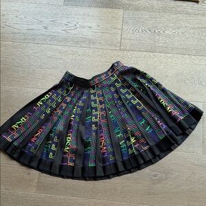 Versace Black Multicolor Patterned Skater Skirt